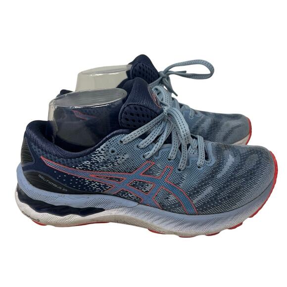 Asics Gel Nimbus Running Sneaker in Mist and Blazing Coral 7 - Picture 2 of 6